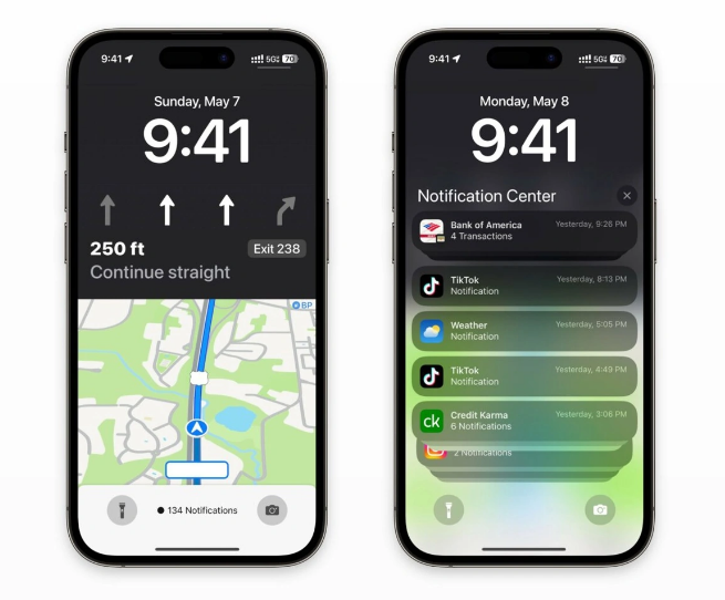 蛟河苹果维修服务分享iOS17锁屏地图导航半屏显示长什么样 